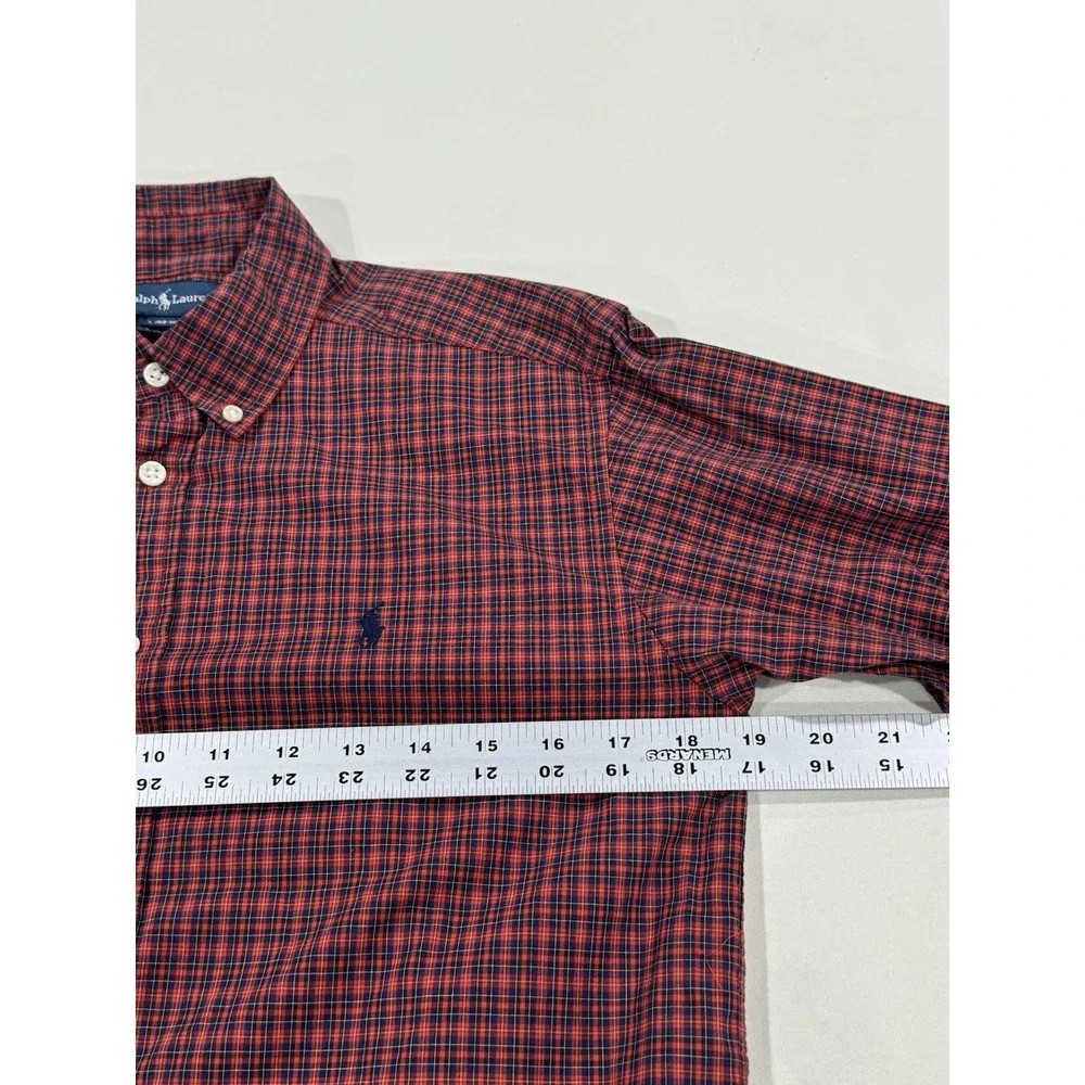 Ralph Lauren Shirt Youth Boys Large (14-16) Red Plaid Long Sleeve Button Down
